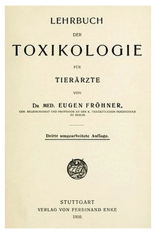 Lehrbuch der Toxikologie für Tierärzte