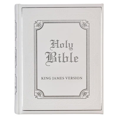 KJV Holy Bible, Classically Illustrated Heirloom Family Bible, Faux Leather Hardcover - Ribbon Markers, King James Version, White/Silver by Christianart Gifts