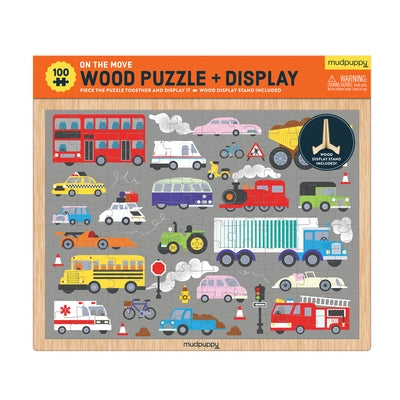 On the Move 100 Piece Wood Puzzle + Display by Mudpuppy, Illustrated By