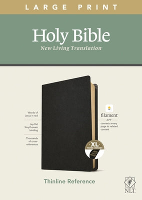 NLT Large Print Thinline Reference Bible, Filament Enabled Edition (Red Letter, Genuine Leather, Black, Indexed) by Tyndale