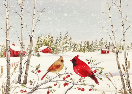 Cardinals in Winter Deluxe Boxed Holiday Cards by 