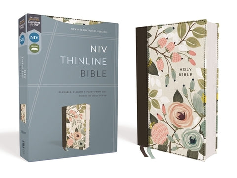 Niv, Thinline Bible, Cloth Over Board, Floral, Red Letter Edition, Comfort Print by Zondervan