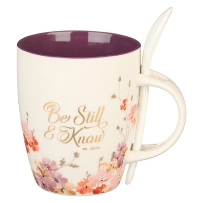 Christian Art Gifts Ceramic Mug with Spoon for Women Be Still and Know - Psalm 46:10 Inspirational Bible Verse, 12 Oz. by Christian Art Gifts