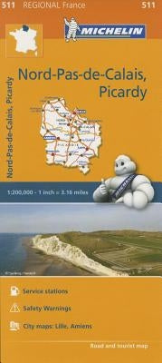 Michelin Regional Maps: France: Nord-Pas-De-Calais, Picardy Map 511 by Michelin