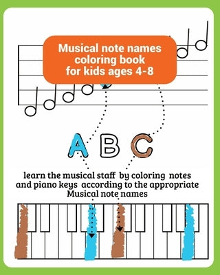 musical note names coloring book for kids ages 4-8: learn the musical staff by coloring notes and piano keys according to the appropriate musical note by Cookd, Chef Home