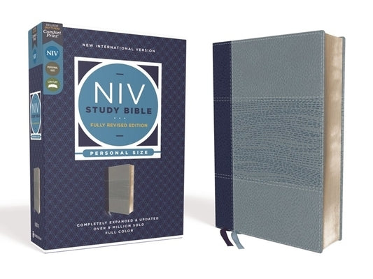 NIV Study Bible, Fully Revised Edition, Personal Size, Leathersoft, Navy/Blue, Red Letter, Comfort Print by Barker, Kenneth L.