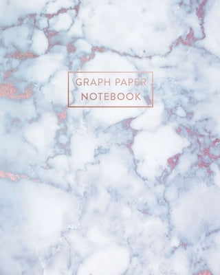 Graph Paper Notebook: Radiant Moonstone, White Grey Marble - 8 x 10 - 5 x 5 Squares per inch - 100 Quad Ruled Pages - Cute Graph Paper Compo by Paperlush Press