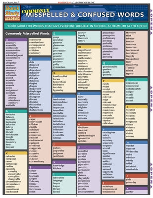 Commonly Misspelled and Confused Words: Quickstudy Laminated Reference Guide by Brenner, Erin