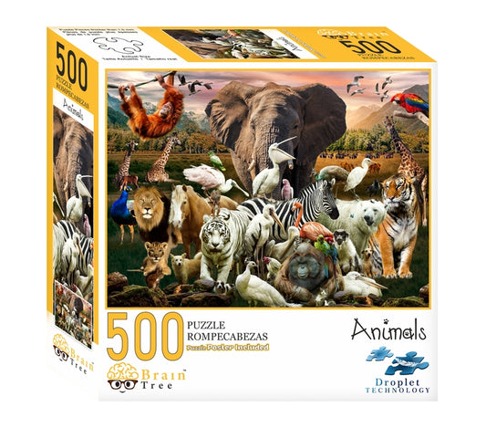 Brain Tree - Animals 500 Piece Puzzles for Adults: With Droplet Technology for Anti Glare & Soft Touch by Brain Tree Games LLC