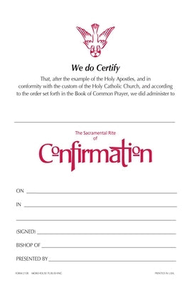 Confirmation Certificate #210r: Pack of 25 by Church Publishing