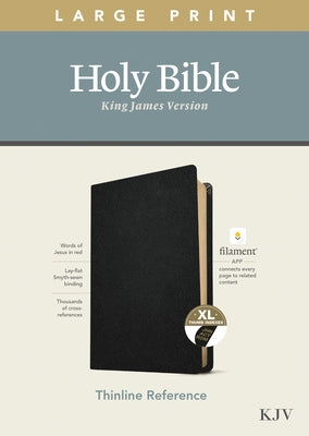 KJV Large Print Thinline Reference Bible, Filament Enabled Edition (Red Letter, Genuine Leather, Black, Indexed) by Tyndale