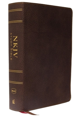 NKJV Study Bible, Premium Calfskin Leather, Brown, Full-Color, Red Letter Edition, Indexed, Comfort Print: The Complete Resource for Studying God's Wo by Thomas Nelson