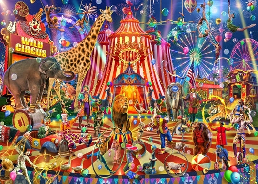 Brain Tree - Wild Circus 1000 Pieces Jigsaw Puzzle for Adults: With Droplet Technology for Anti Glare & Soft Touch by Brain Tree Games LLC
