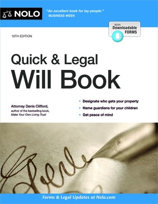 Quick & Legal Will Book by Clifford, Denis