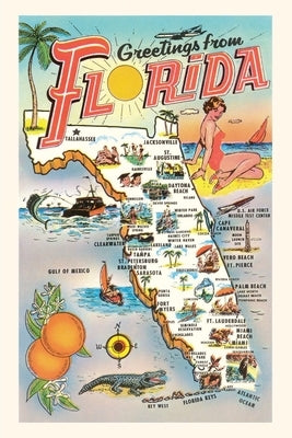 Vintage Journal Greetings from Florida, Map by Found Image Press