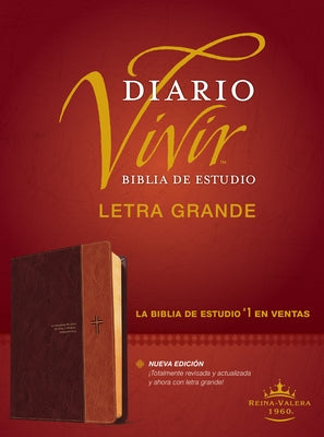 Biblia de Estudio del Diario Vivir Rvr60, Letra Grande (Letra Roja, Sentipiel, Café/Café Claro, Índice) by Tyndale