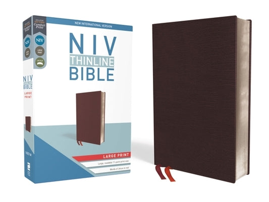 NIV, Thinline Bible, Large Print, Bonded Leather, Burgundy, Red Letter Edition by Zondervan