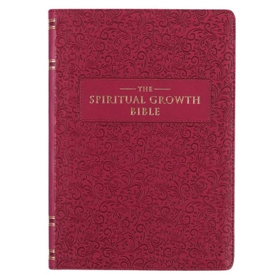 The Spiritual Growth Bible, Study Bible, NLT - New Living Translation Holy Bible, Faux Leather, Berry by Christian Art Gifts