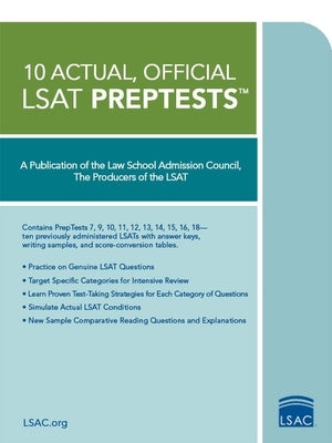 10 Actual, Official LSAT Preptests: (Preptests 7,9,10,11,12,13,14,15,16,18) by Law School Admission Council