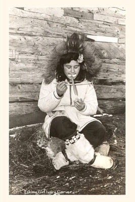 Vintage Journal Indigenous Alaskan Girl Carving Ivory by Found Image Press
