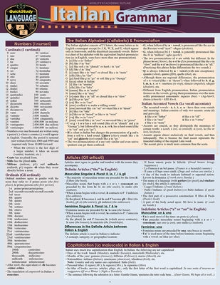 Italian Grammar: A Quickstudy Laminated Language Reference Guide by Delvino, Sally-Ann