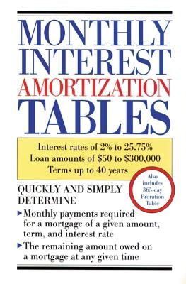 Monthly Interest Amortization Tables: Interest Rates of 2% to 25.75%, Loan Amounts of $50 to $300,000, Terms Up to 40 Years by Delphi