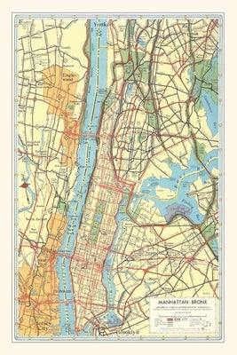 Vintage Journal Map of Manhattan and Bronx, New York by Found Image Press