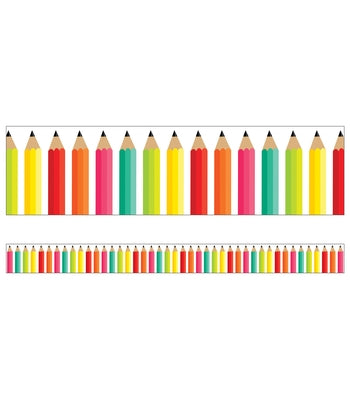 Black, White & Stylish Brights Pencils Straight Bulletin Board Borders by Ralbusky, Melanie