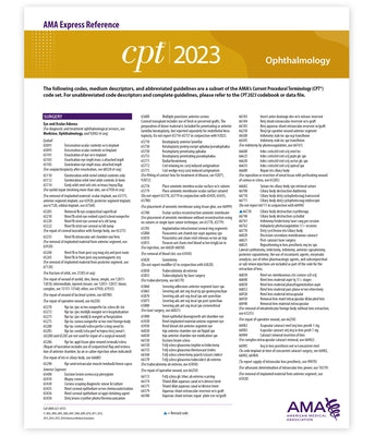 CPT 2023 Express Reference Coding Card: Ophthalmology by American Medical Association