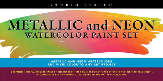 Studio Series Metallic & Neon Watercolor Paint Set (Set of 16) by 