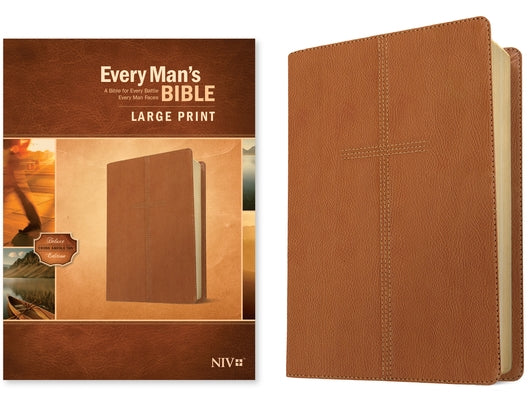 Every Man's Bible Niv, Large Print (Leatherlike, Cross Saddle Tan) by Tyndale