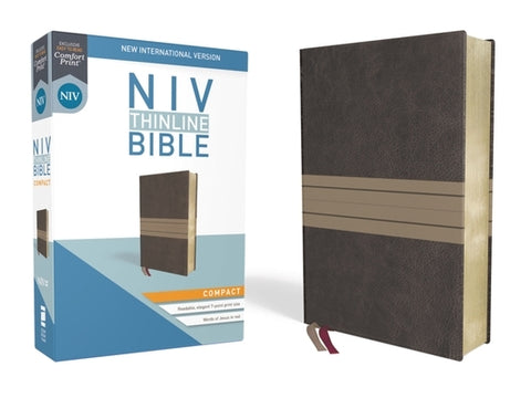 NIV, Thinline Bible, Compact, Imitation Leather, Brown/Tan, Red Letter Edition by Zondervan