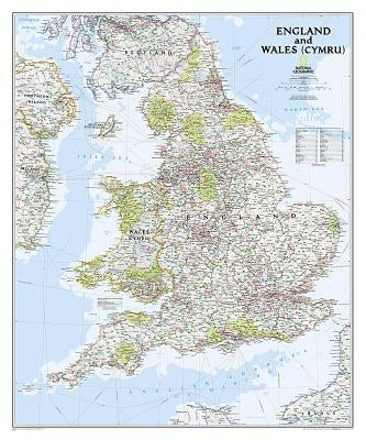 National Geographic England and Wales Wall Map - Classic - Laminated (30 X 36 In) by National Geographic Maps