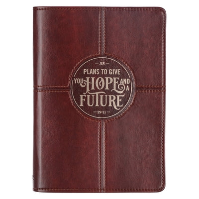 Classic Faux Leather Journal Hope & a Future Jer. 29:11 Brown Flexcover Inspirational Notebook W/Ribbon Marker, 336 Lined Pages by Christian Art Gifts