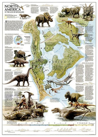 National Geographic Dinosaurs of North America Wall Map (22.25 X 30.5 In) by National Geographic Maps