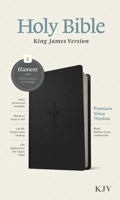 KJV Premium Value Thinline Bible, Filament Enabled Edition (Red Letter, Leatherlike, Black Radiant Cross) by Tyndale