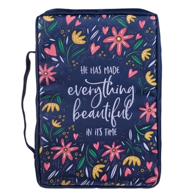 Bible Cover Canvas Medium Navy Everything Beautiful Ecclesiastes 3:11 by 