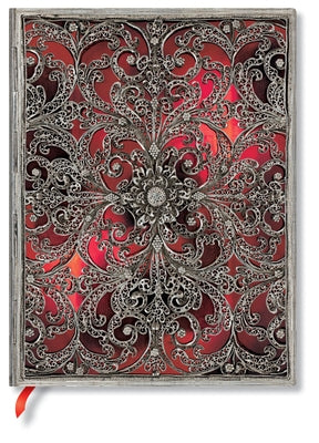 Garnet Softcover Flexis Ultra 176 Pg Unlined Silver Filigree Collection by Paperblanks Journals Ltd
