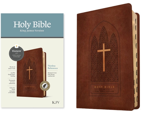 KJV Thinline Reference Bible, Filament Enabled Edition (Red Letter, Leatherlike, Reverent Cross Dark Brown, Indexed) by Tyndale