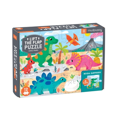 Dino Park 12 Piece Lift the Flap Puzzle by Galison Mudpuppy