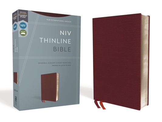 NIV, Thinline Bible, Bonded Leather, Burgundy, Red Letter Edition by Zondervan