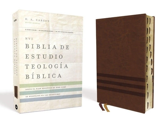 NVI Biblia de Estudio, Teología Bíblica, Leathersoft, Café Con Índice, Interior a Cuatro Colores: Sigue El Plan Redentor de Dios Como Se Desenlaza En by Carson, D. A.