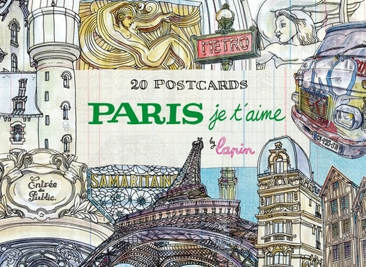 Paris, Je t'Aime: 20 Postcards Book by Lapin