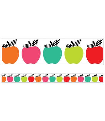 Black, White & Stylish Brights Apples Straight Bulletin Board Borders by Ralbusky, Melanie