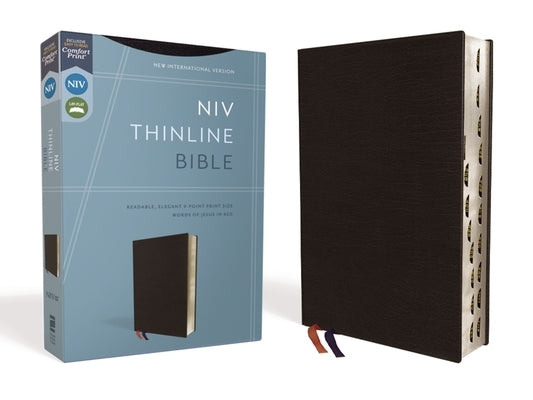 NIV, Thinline Bible, Bonded Leather, Black, Indexed, Red Letter Edition by Zondervan