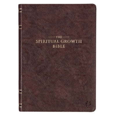 The Spiritual Growth Bible, Study Bible, NLT - New Living Translation Holy Bible, Faux Leather, Walnut Brown by Christian Art Gifts