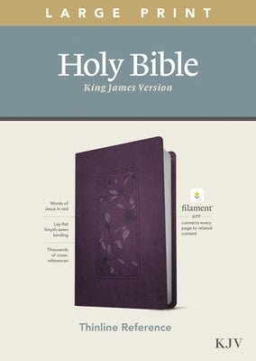 KJV Large Print Thinline Reference Bible, Filament Enabled Edition (Red Letter, Leatherlike, Floral/Purple) by Tyndale