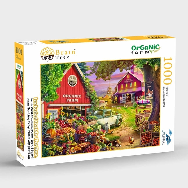 Brain Tree - Organic Farm 1000 Piece Puzzle for Adults: With Droplet Technology for Anti Glare & Soft Touch by Brain Tree Games LLC