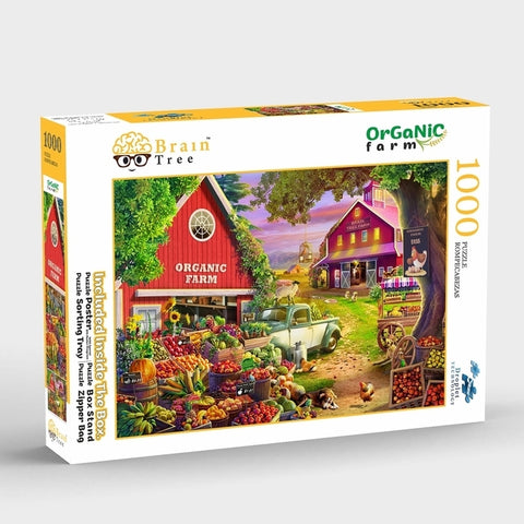 Brain Tree - Organic Farm 1000 Piece Puzzle for Adults: With Droplet Technology for Anti Glare & Soft Touch by Brain Tree Games LLC