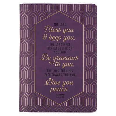 Christian Art Gifts Classic Journal Bless You & Keep You Num. 6:24-26 Inspirational Scripture Notebook, Ribbon Marker, Purple Faux Leather Flexcover, by Christian Art Gifts